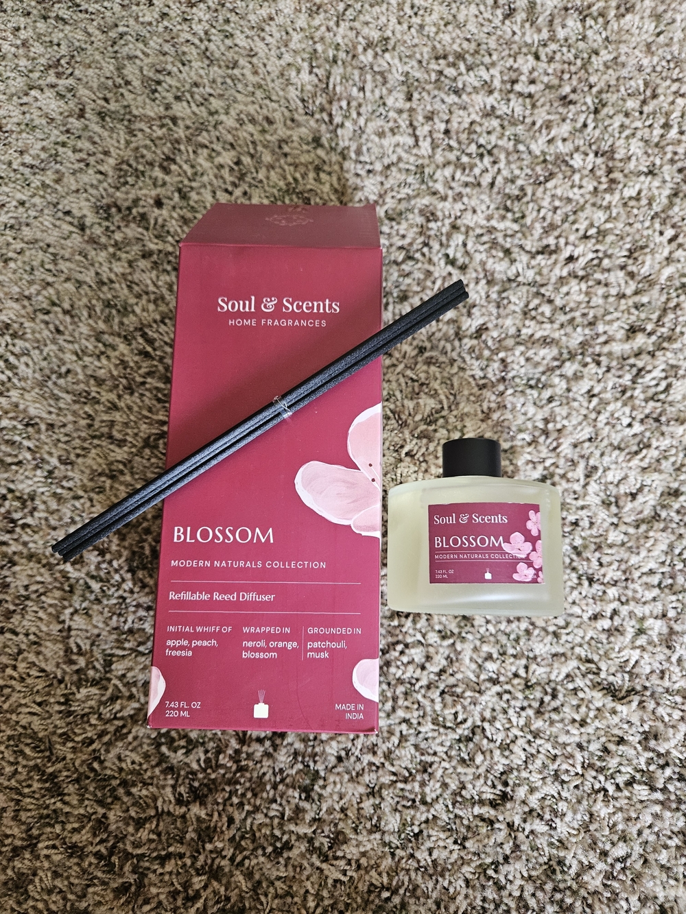 Soul & Scents Blossom Refillable Reed Diffuser - Pink